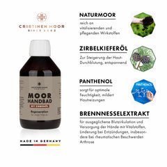 Moor Handbad mit Zirbenöl und Natursole - Konzentrat Naturmoor, Arnika und Brennesselextrakt, 250 ml